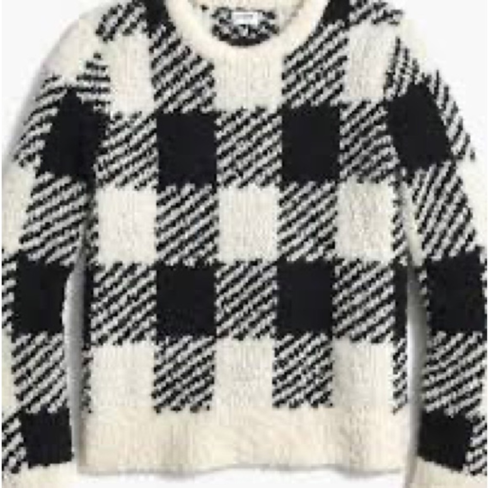 J. Crew Black and White Checkered Sweater
